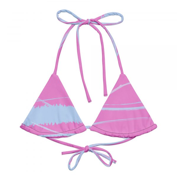 Bikini top con lacci riciclato con stampa all over